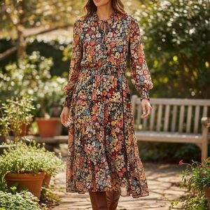 MSK Multicolor Floral Long Sleeve Dress